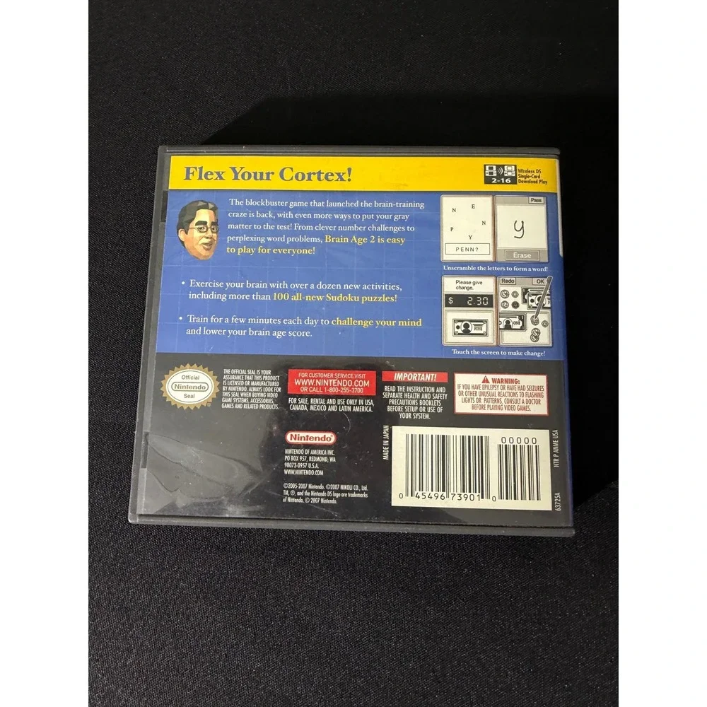 Nintendo Brain‎ Age 2 DS Game Blue Excellent Sudoku Puzzle Educational